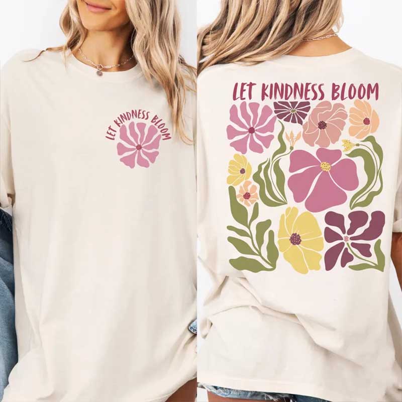 Let Kindness Bloom Retro Positive Quote T-Shirt
