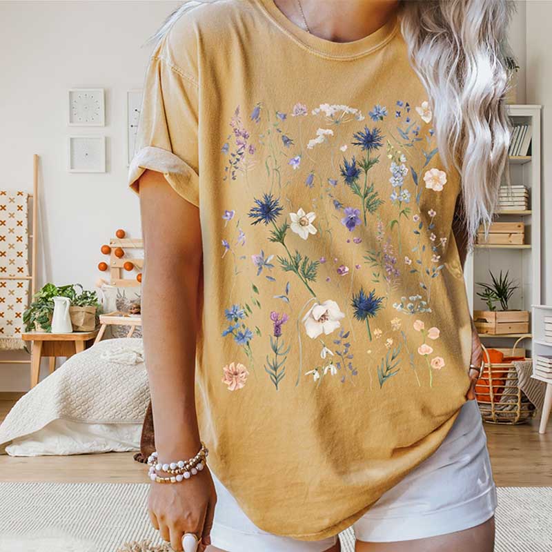 Comfort Colors Botanical WildFlowers Wildlife T-Shirt