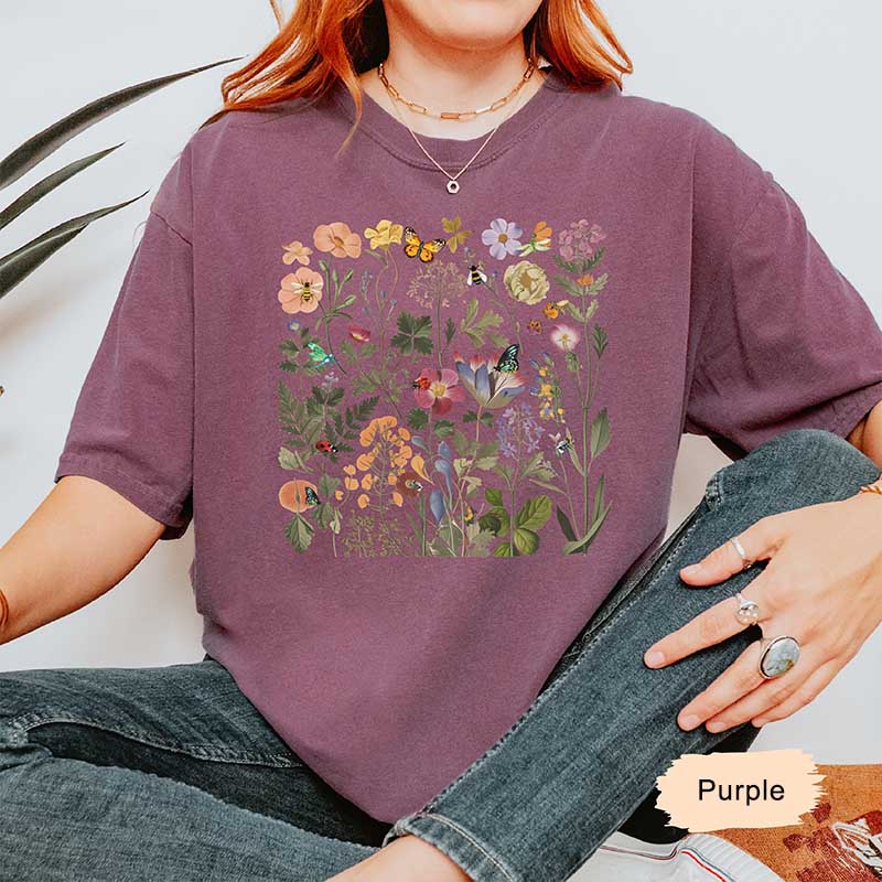 Cute Lady Gardener Floral T-Shirt