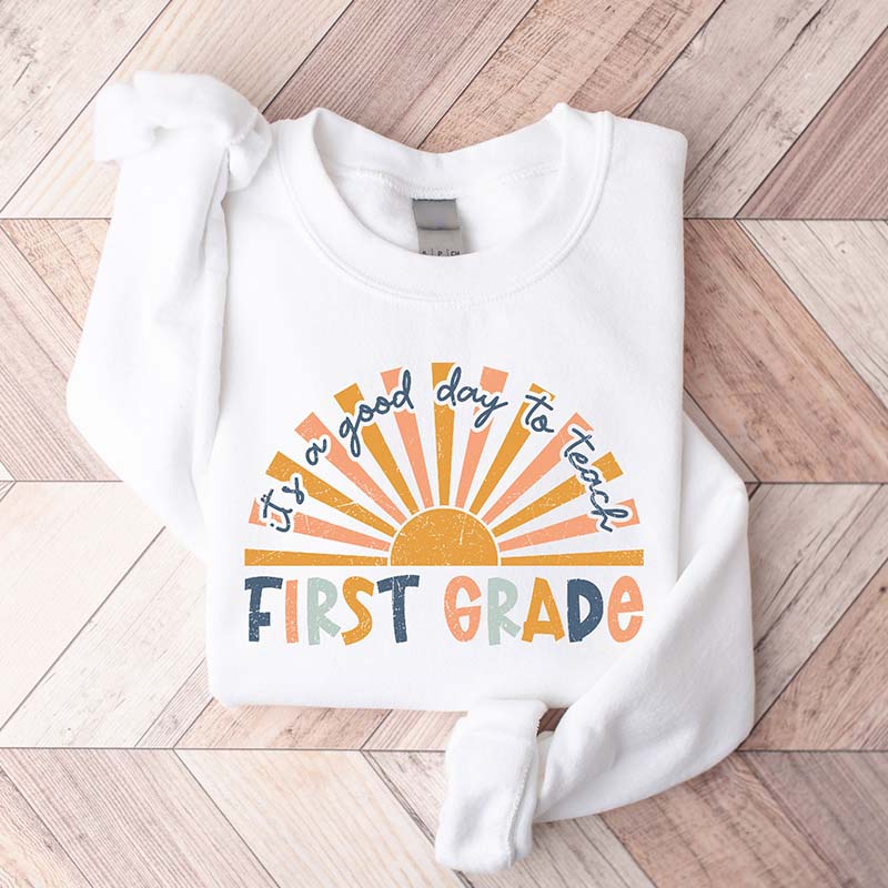 Retro First Grade Teacher Sweatshirt