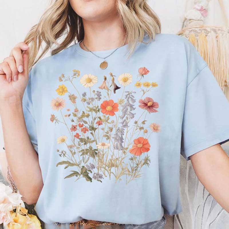 Vintage Botanical British Wildflower T-Shirt
