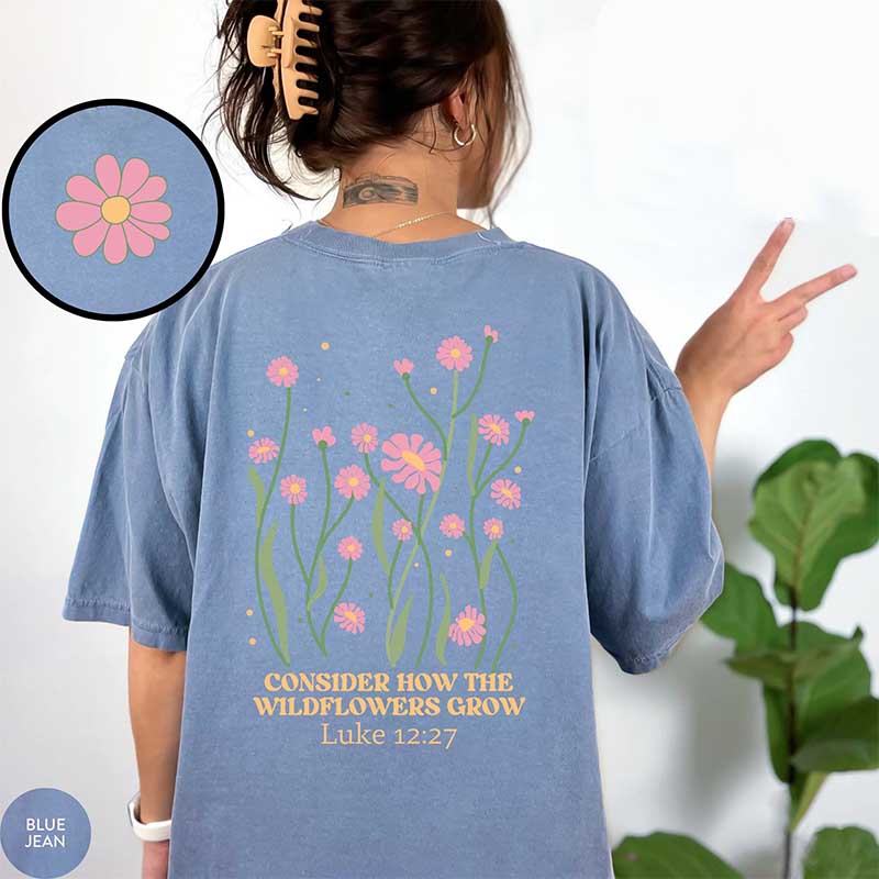 Retro Flower Luke 12:27 Cute T-Shirt