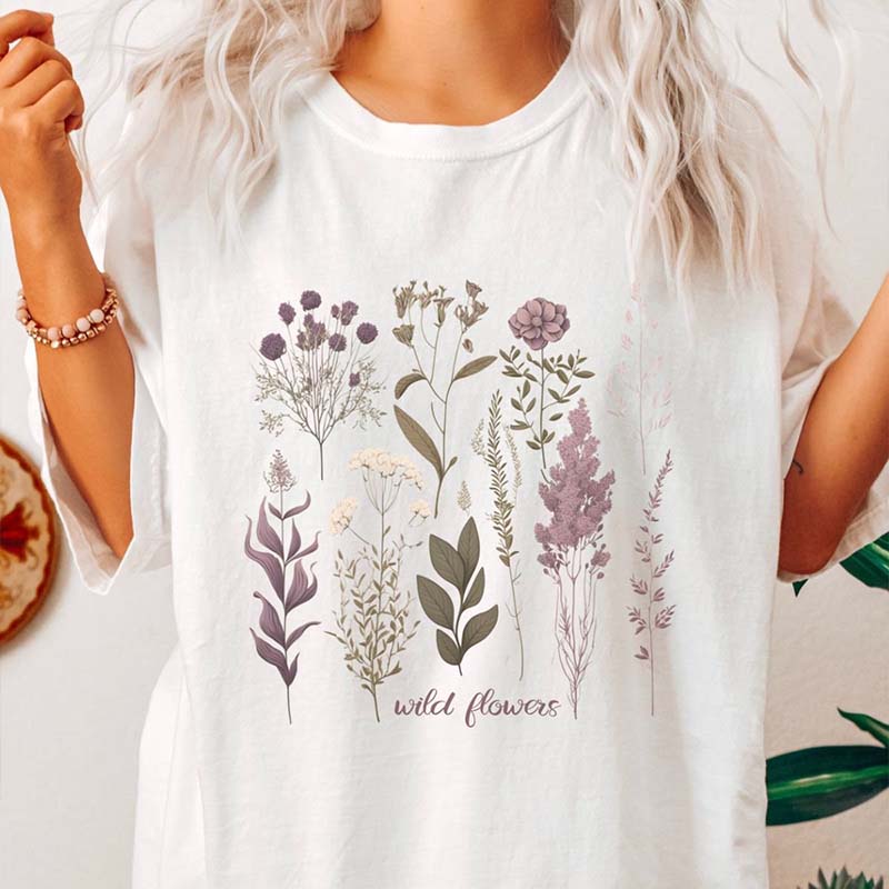 Pressed Flowers Floral Garden Nature T-Shirt