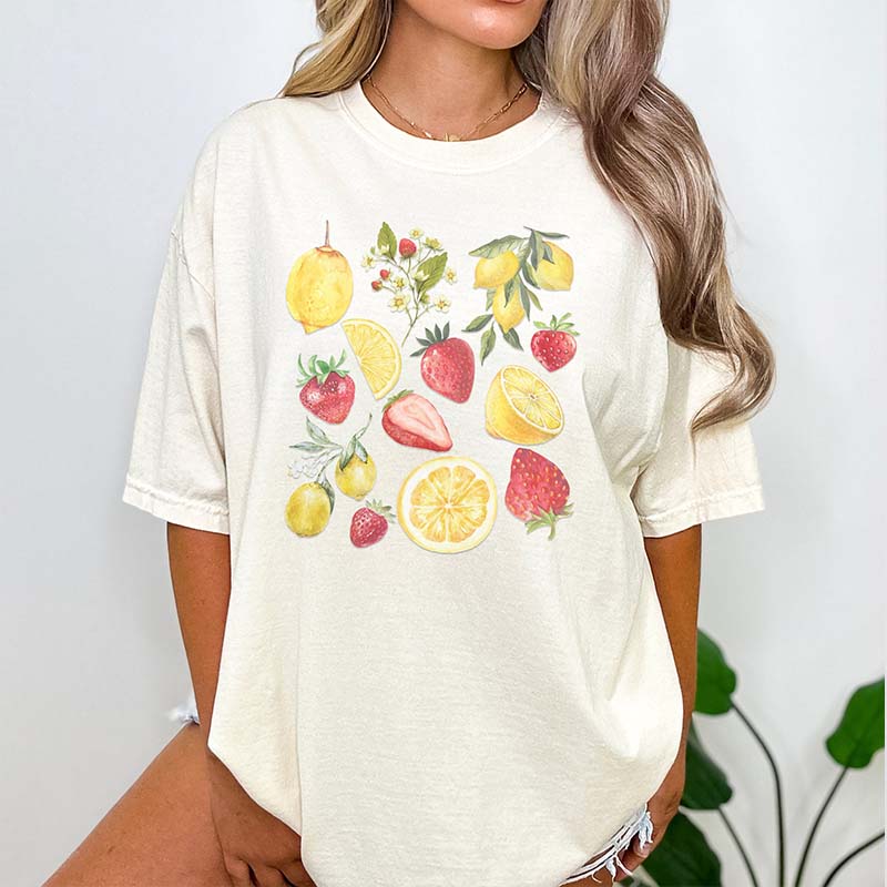 Lemon Strawberry Aesthetic Fruit T-Shirt