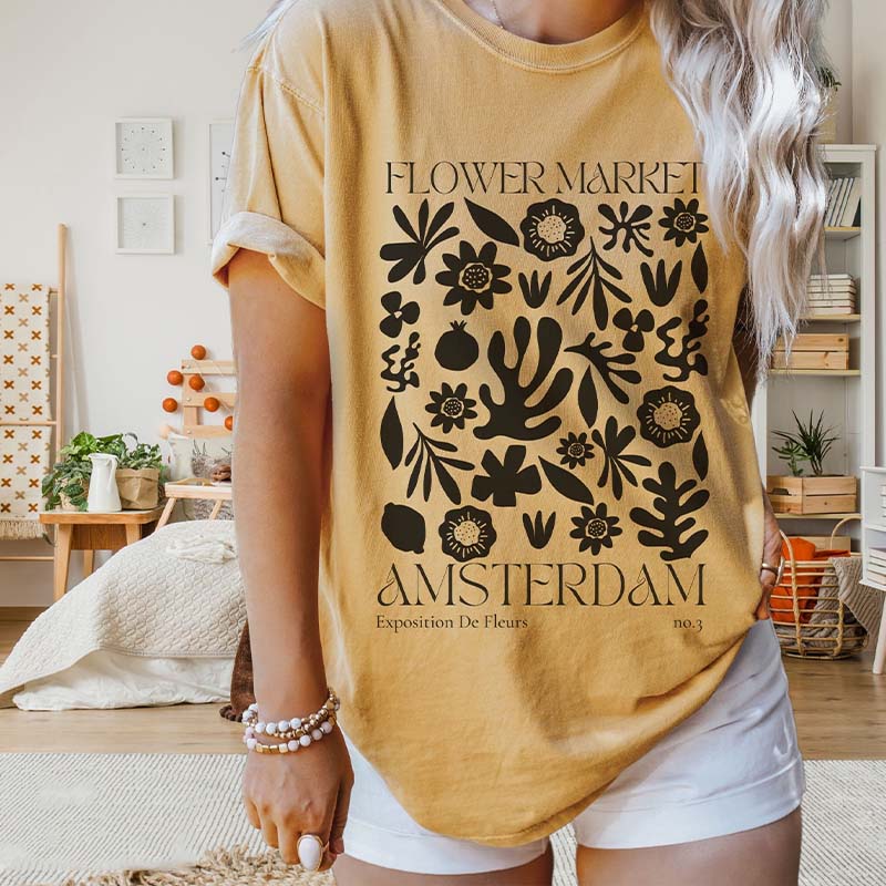 Flower Market Amsterdam Art Print T-Shirt