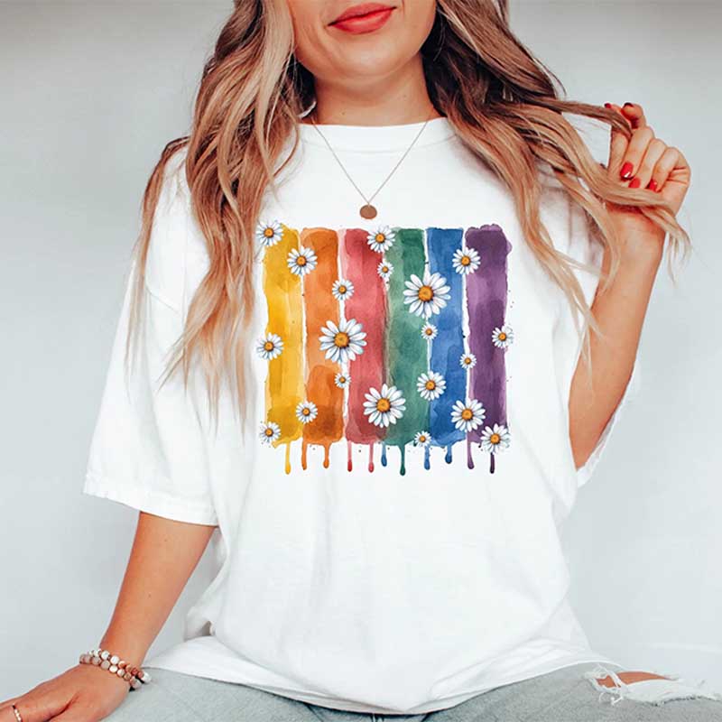 Rainbow Daisies Pride Month T-Shirt