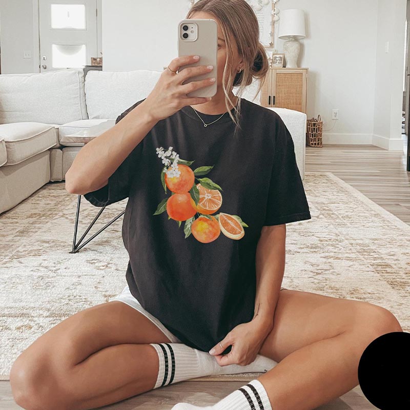 Vintage Orange Foodie Aesthetic Flowers T-Shirt