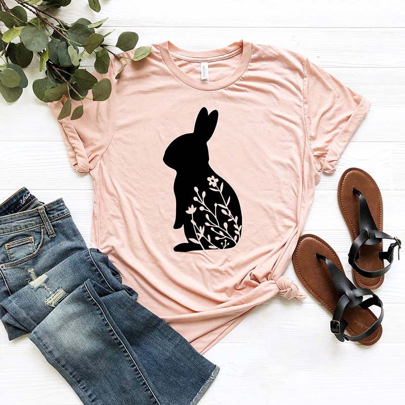 Floral Rabbit Bunny Easter T-Shirt