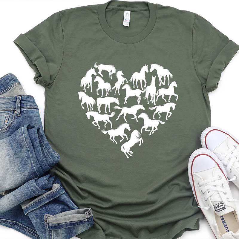 Horse Heart Silhouette Equestrian T-Shirt
