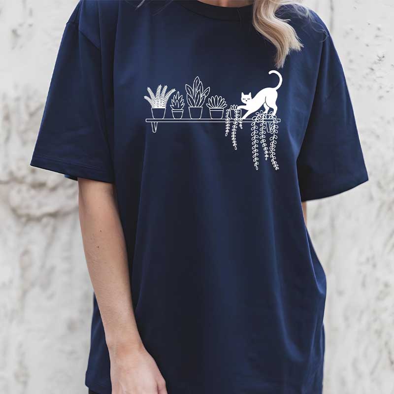Cat Knocking Over Plants T-Shirt