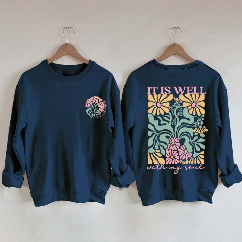 It is Well Floral Boho Bible Verse Top Sweatshirt