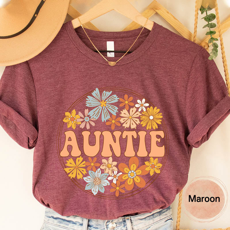 Floral Aunt Groovy Gift T-Shirt