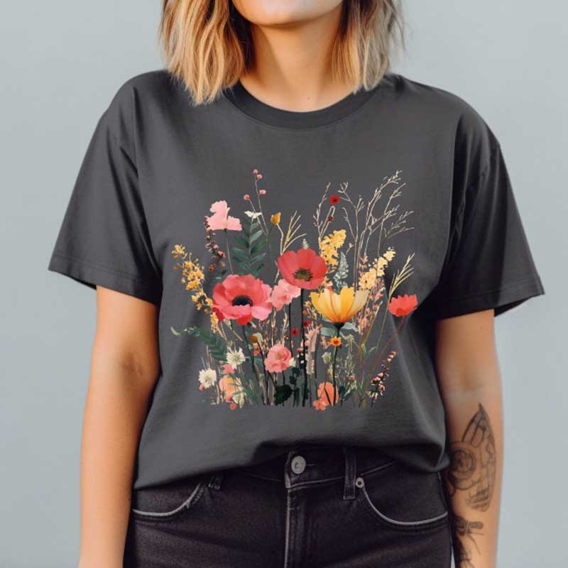Colourful Flower Wild Meadow T-Shirt