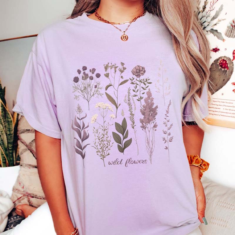 Pressed Flowers Floral Garden Nature T-Shirt