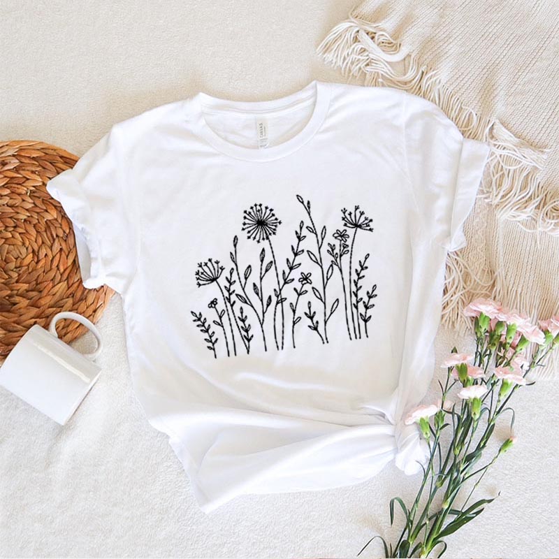 Minimalist Floral Wild Flowers Graphic T-Shirt