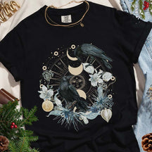 Celestial Raven Solstice Bird Plant Lover T-Shirt