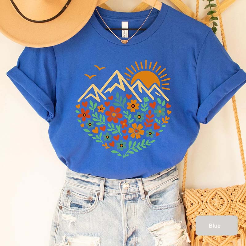 Floral Mountain Graphic Outdoor T-Shirt