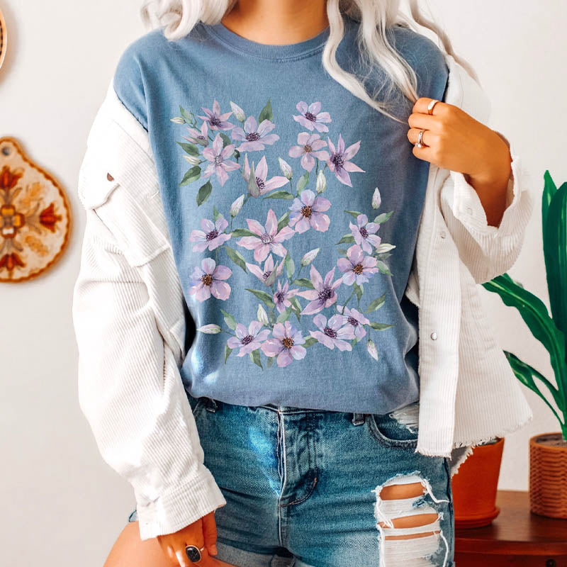 Clematis Flowers ainted Nature Lover T-Shirt