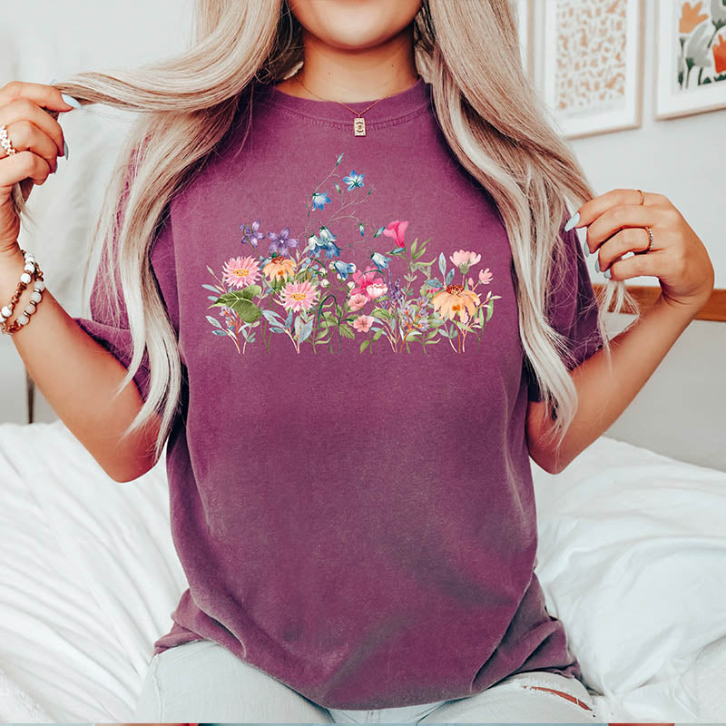 Watercolor Botanical Floral Wildflower T-Shirt