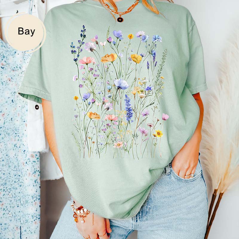 Vintage Boho Flowers Botanical Floral T-Shirt