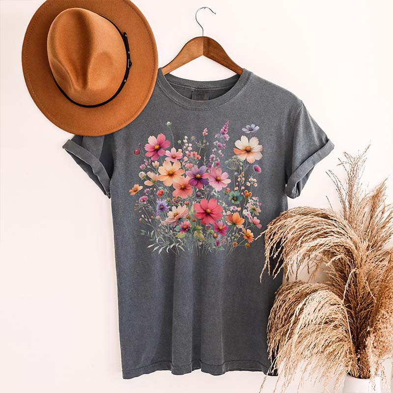 Vintage Pressed Pink Flower Cute Boho T-Shirt