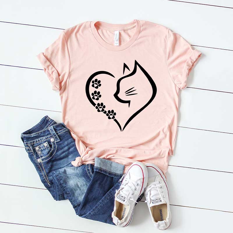 Cat Heart Owner Mom T-Shirt