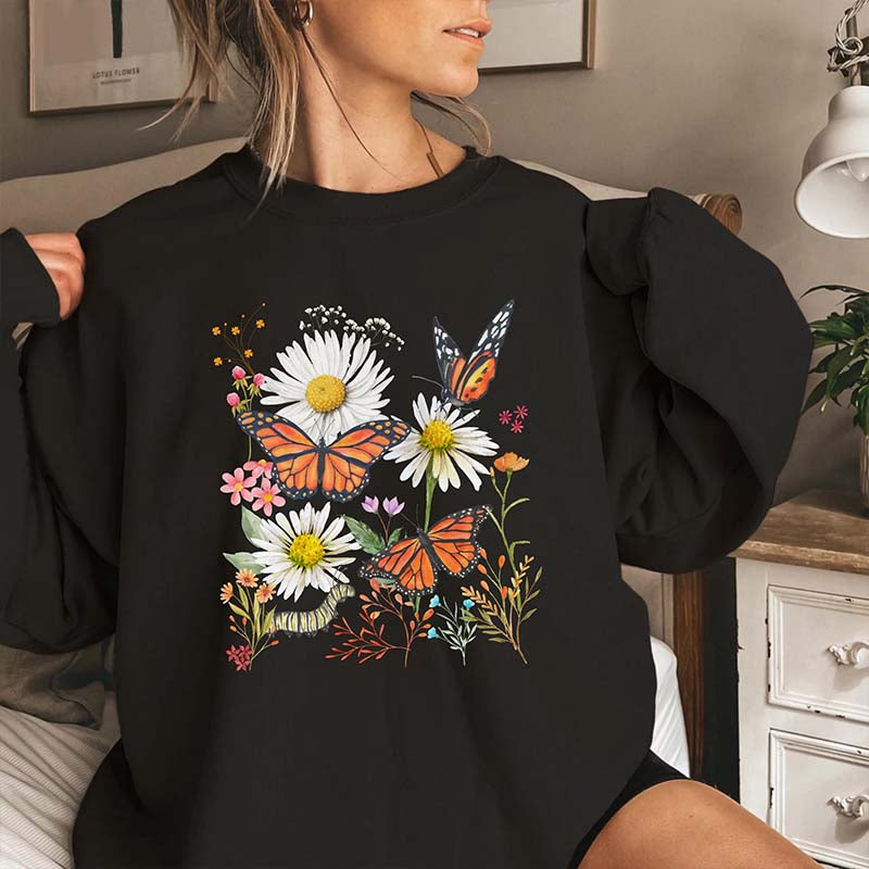 Monarch Butterfly Daisies Sweatshirt