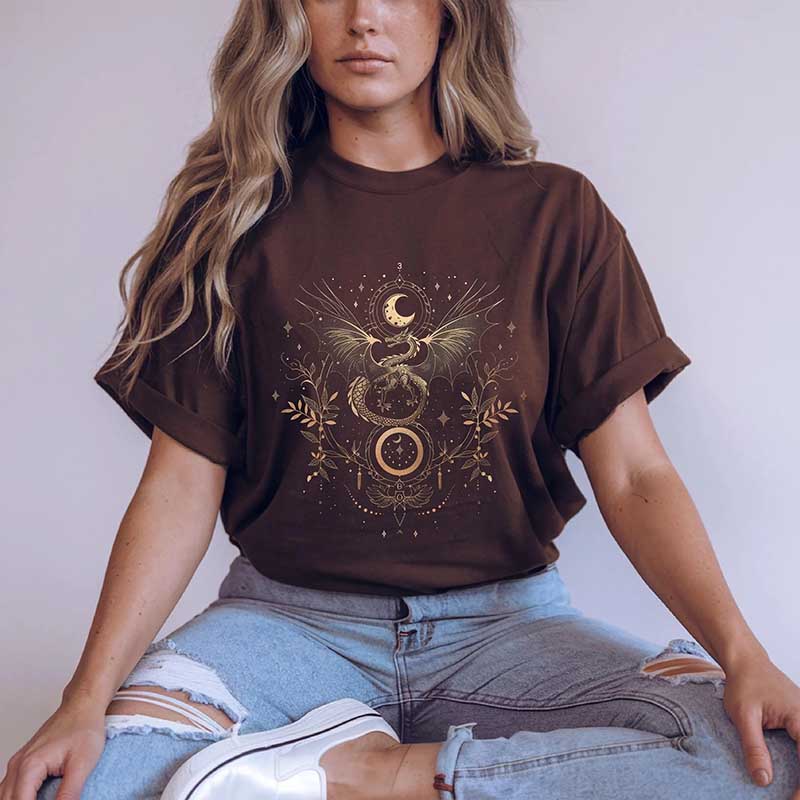 Vintage Mystical Dragon and Moon T-Shirt