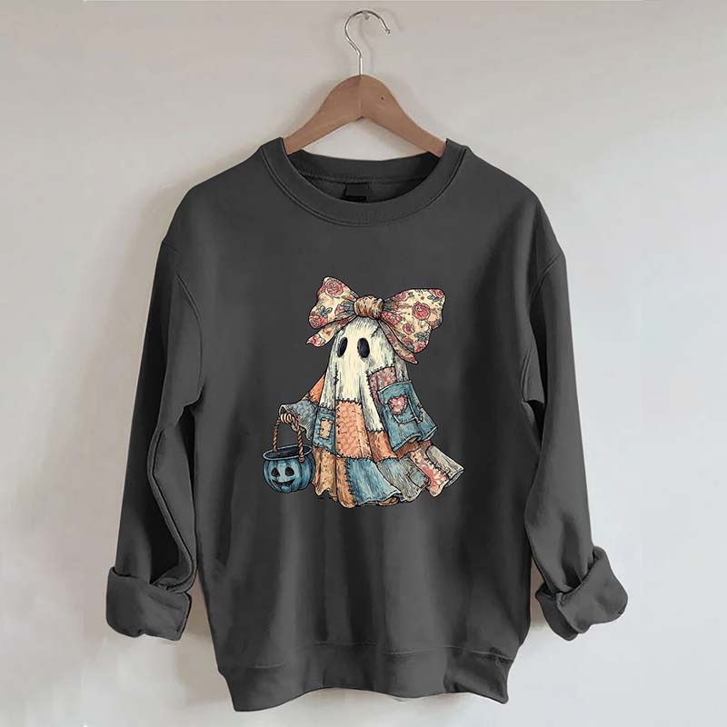 Retro Halloween Blue Denim Ghost Sweatshirt