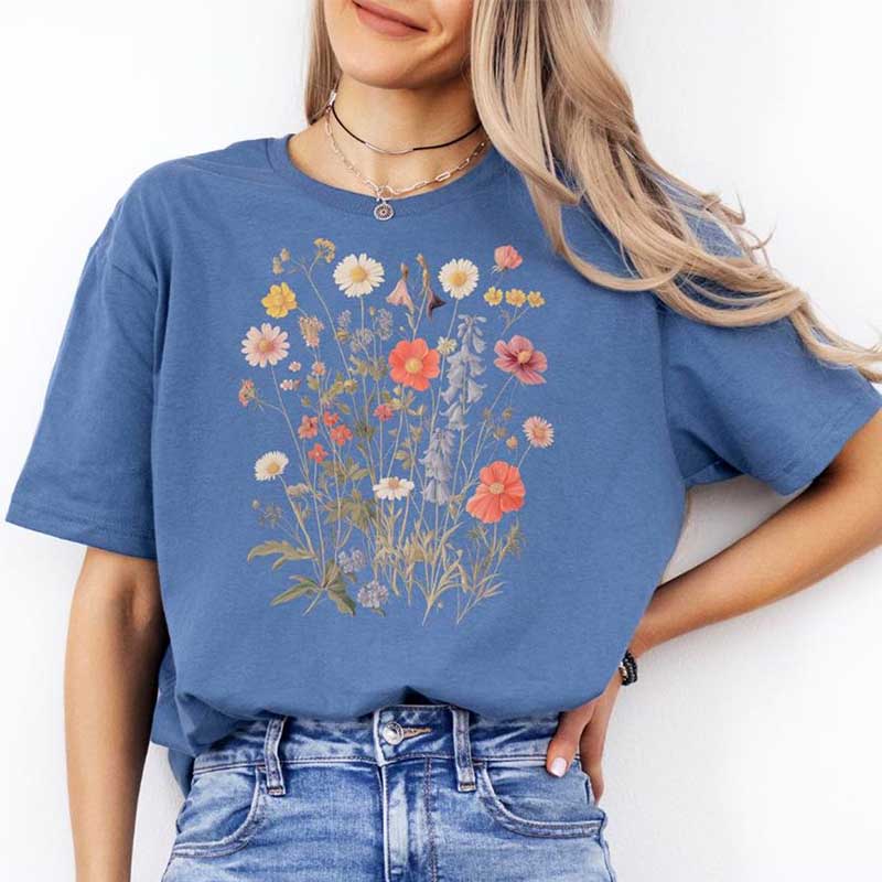 Vintage Botanical British Wildflower T-Shirt