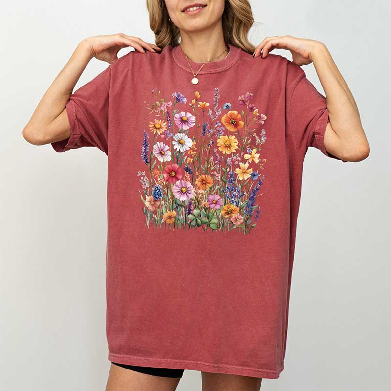 Vintage Pressed Purple Flowers T-Shirt
