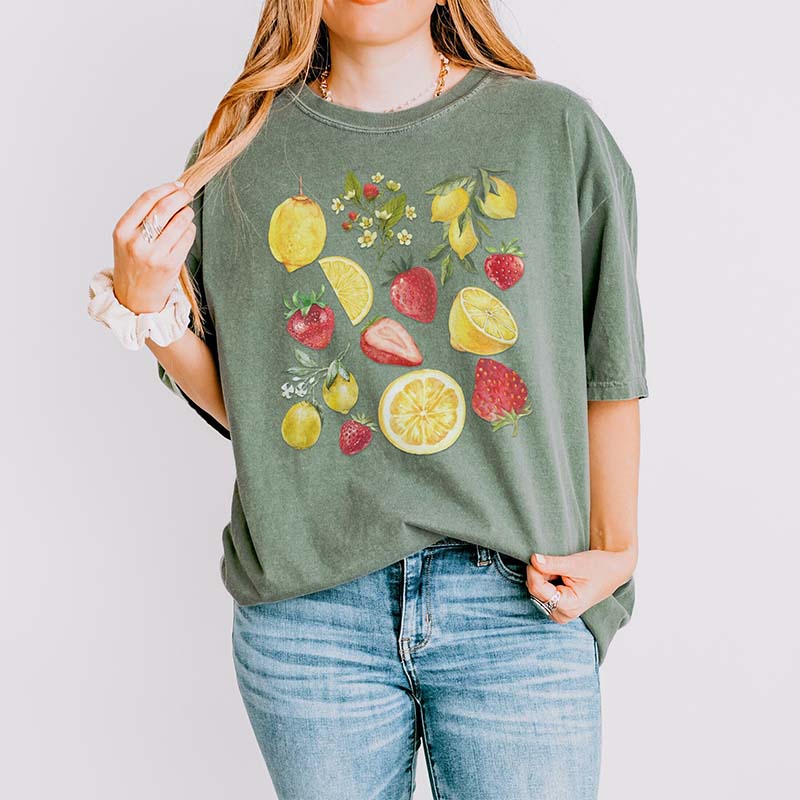 Lemon Strawberry Aesthetic Fruit T-Shirt