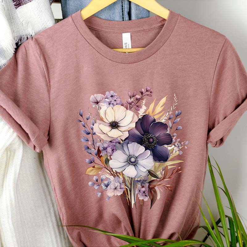 Springtime Watercolor Purple Wildflower Nature Lovers T-Shirt