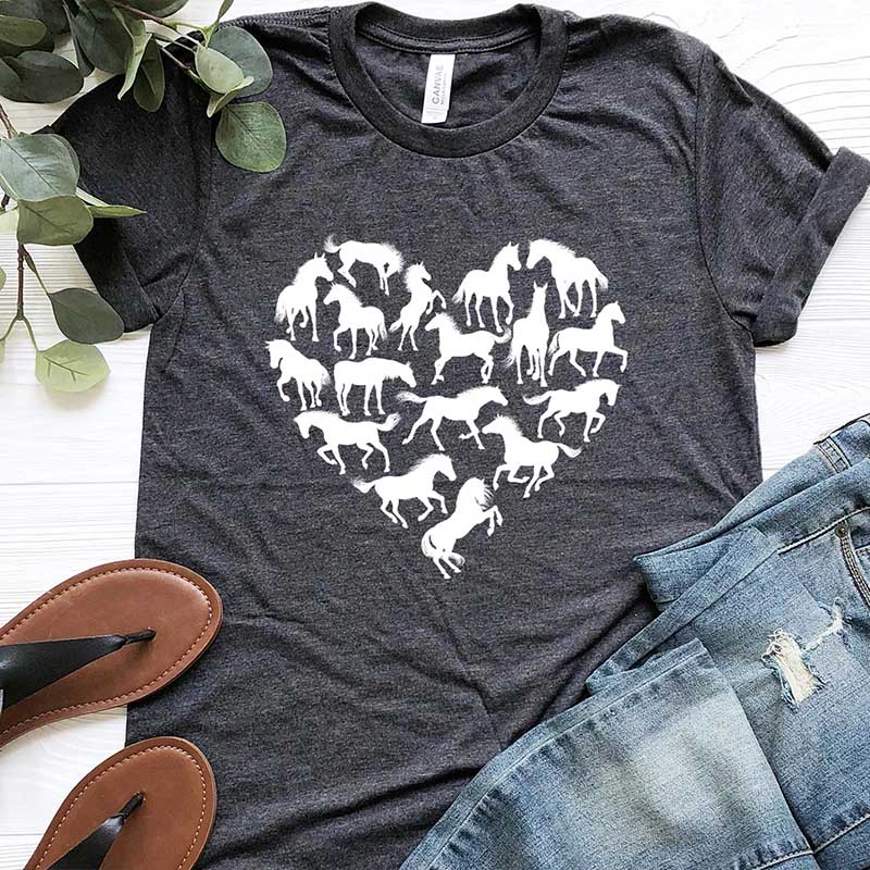 Horse Heart Silhouette Equestrian T-Shirt