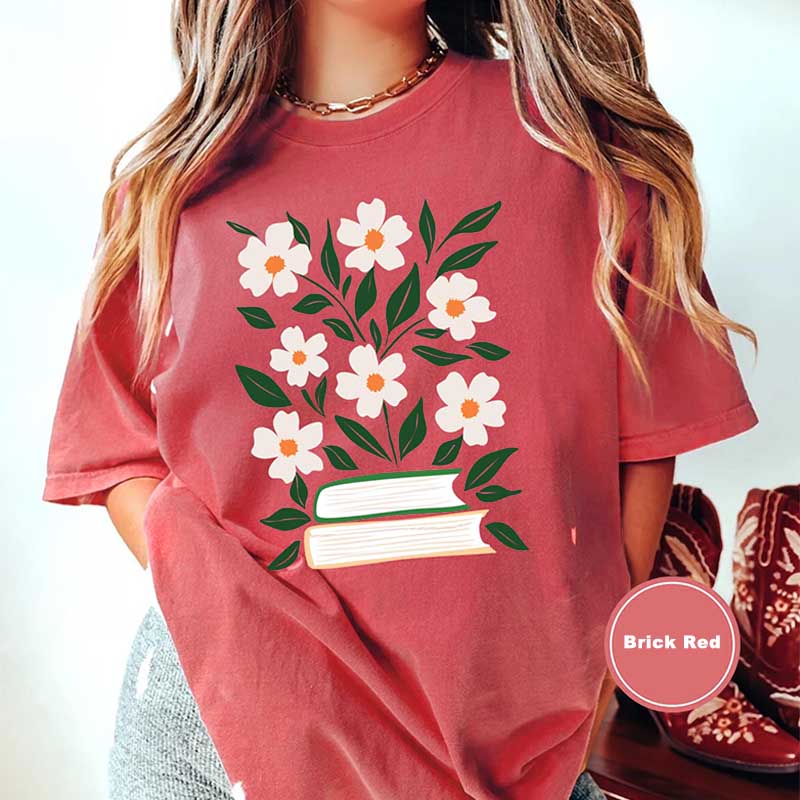 Boho Flower Book Comfort Colors Summer T-Shirt