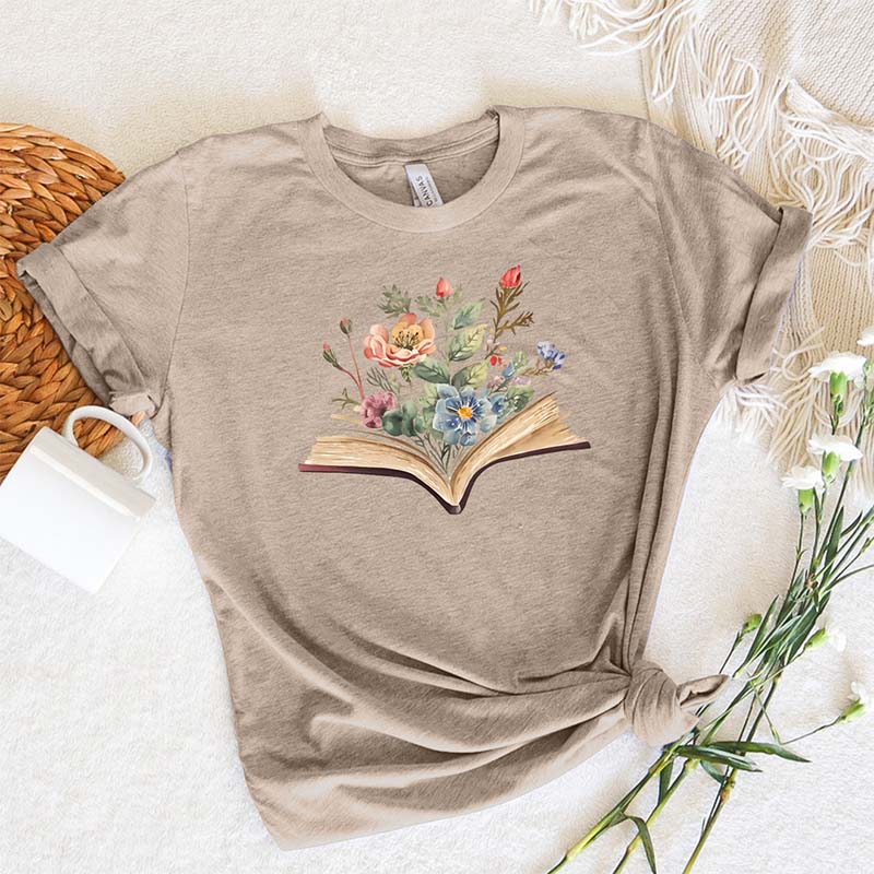 Watercolor Flowers Book T-Shirt