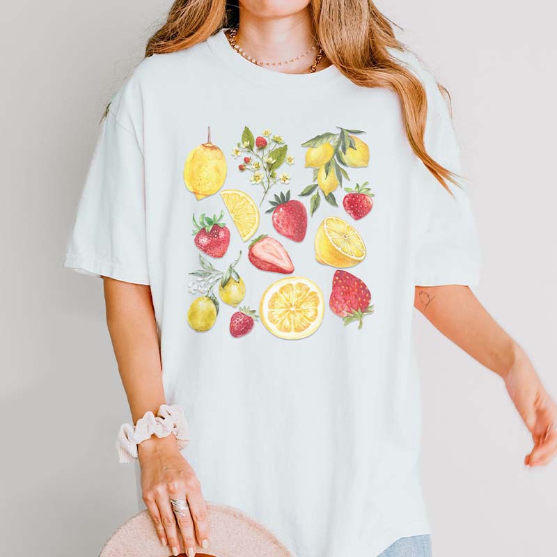 Lemon Strawberry Aesthetic Fruit T-Shirt