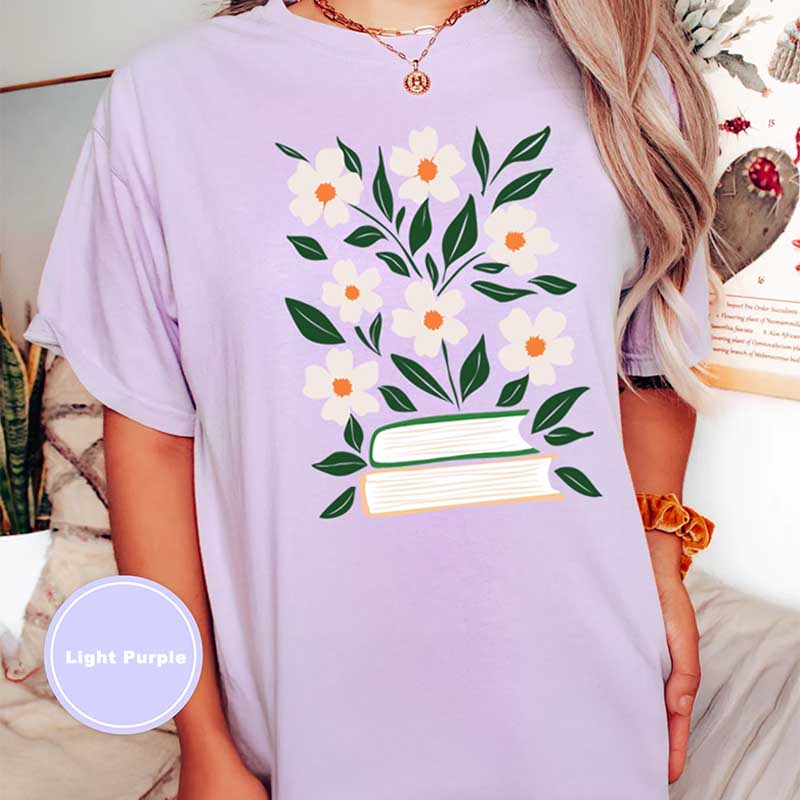 Boho Flower Book Comfort Colors Summer T-Shirt