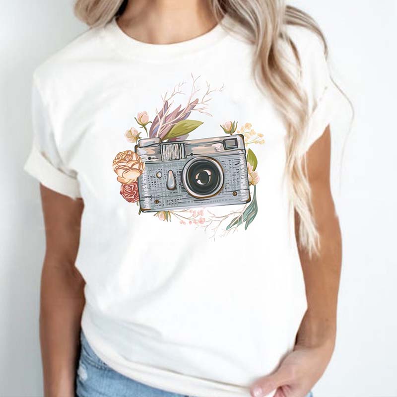 Watercolor Floral Camera Photo Lover T-Shirt