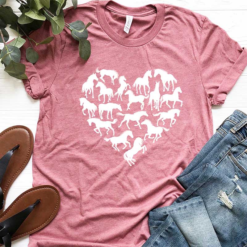 Horse Heart Silhouette Equestrian T-Shirt