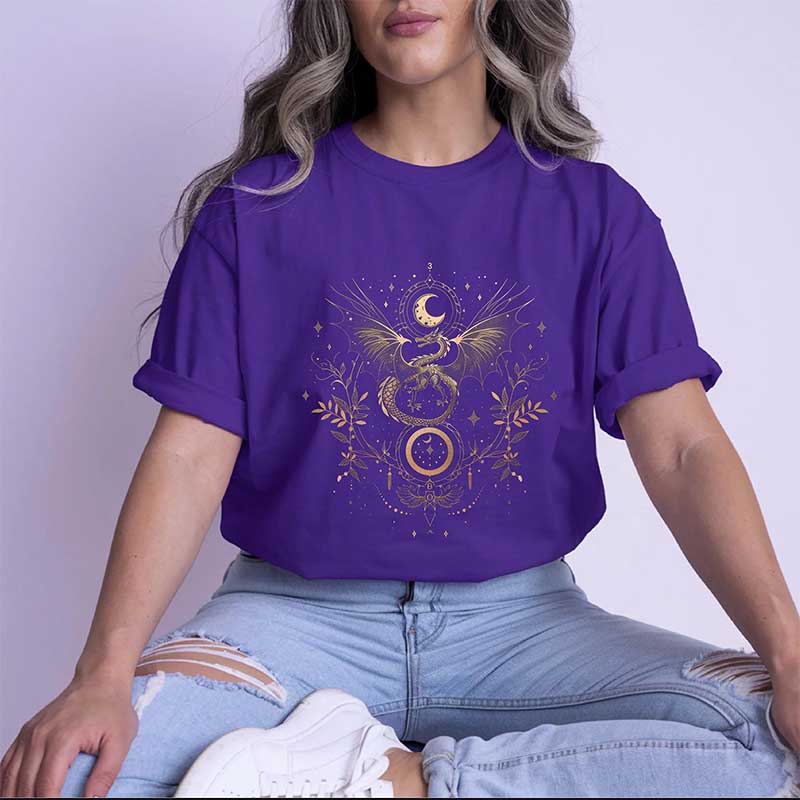 Vintage Mystical Dragon and Moon T-Shirt