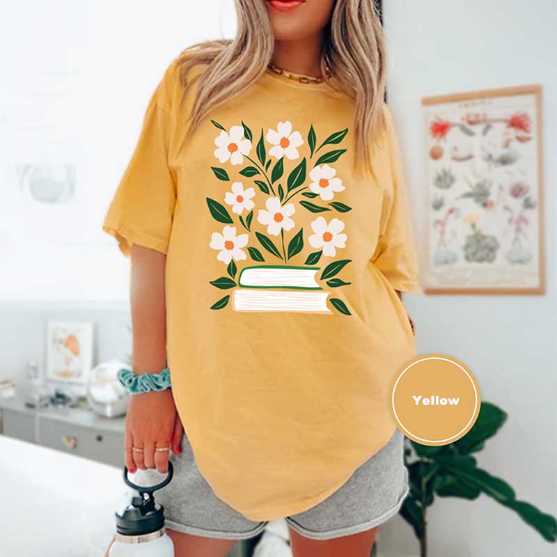 Boho Flower Book Comfort Colors Summer T-Shirt