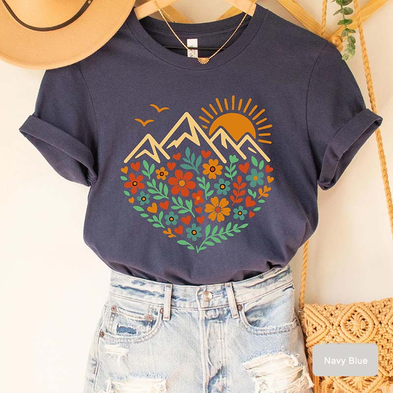 Floral Mountain Graphic Outdoor T-Shirt