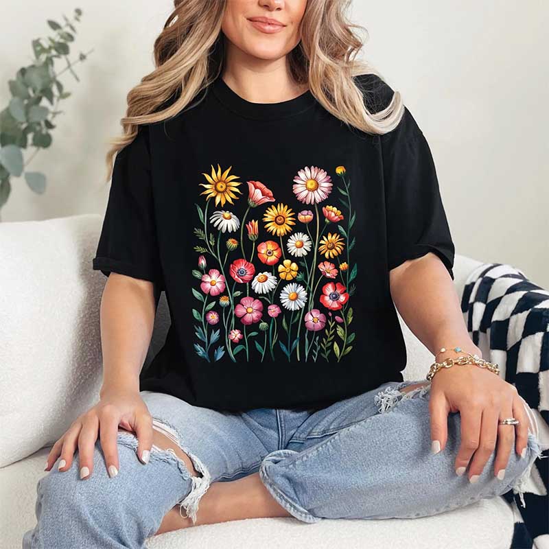 Summer Flower Print Nature Floral T-Shirt
