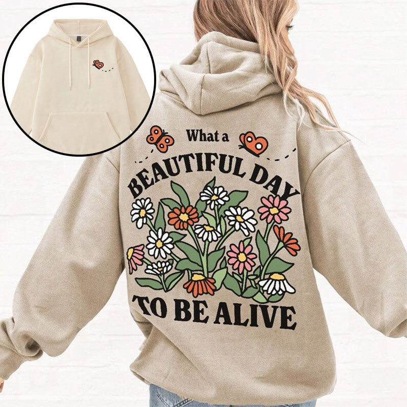 Retro Trendy Colorful Flowers Aesthetic Oversized Hoodie