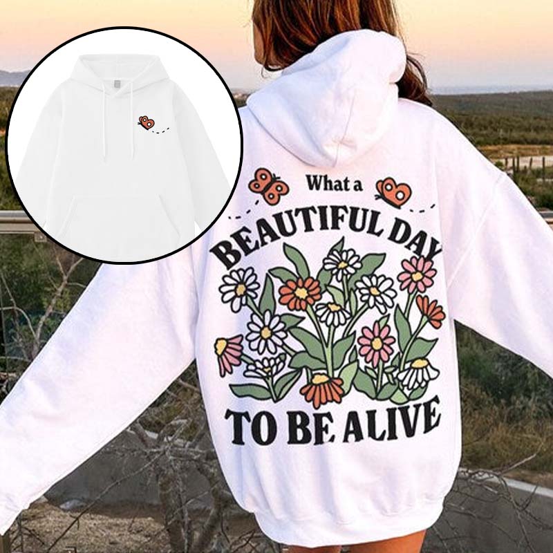 Retro Trendy Colorful Flowers Aesthetic Oversized Hoodie