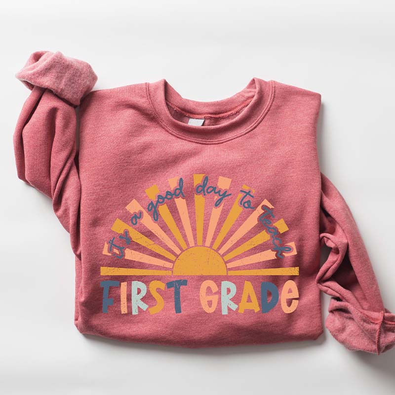 Retro First Grade Teacher Sweatshirt