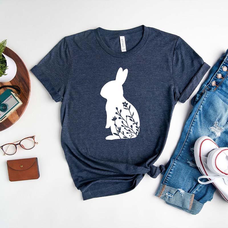 Floral Rabbit Bunny Easter T-Shirt