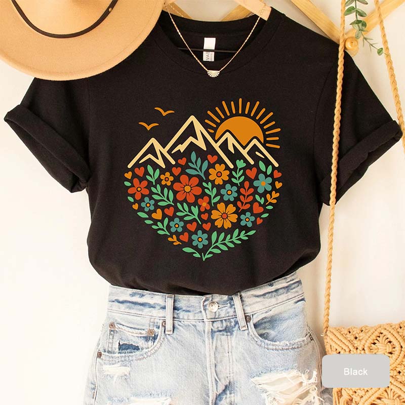 Floral Mountain Graphic Outdoor T-Shirt