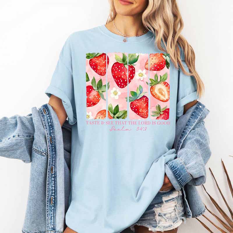 Cute Strawberry Summer Botanical T-Shirt